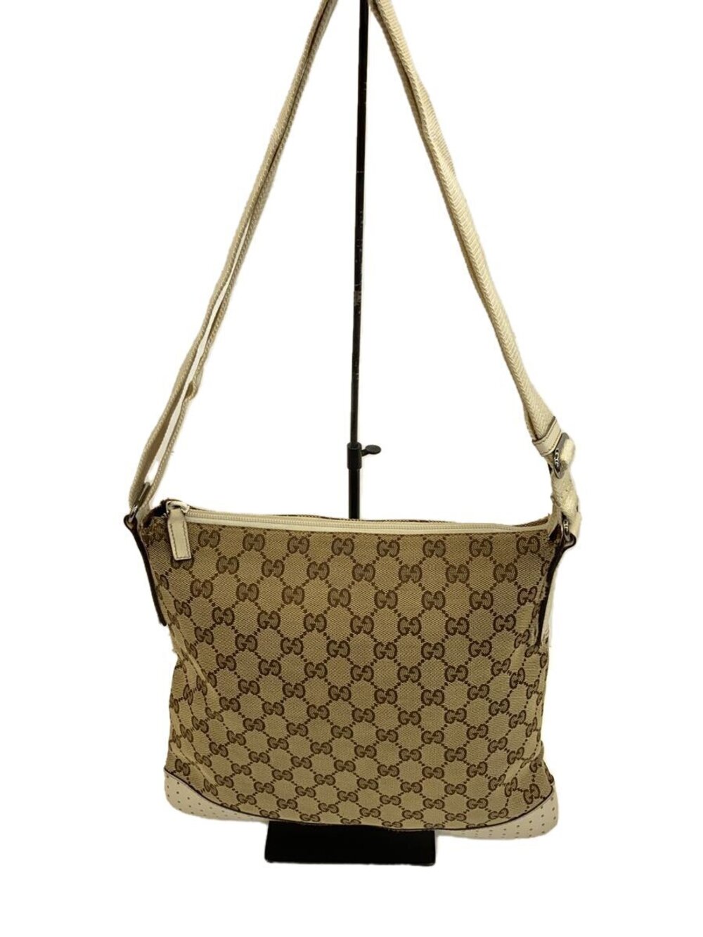 Gucci GG Monogram canvas flat messenger crossbody bag leather